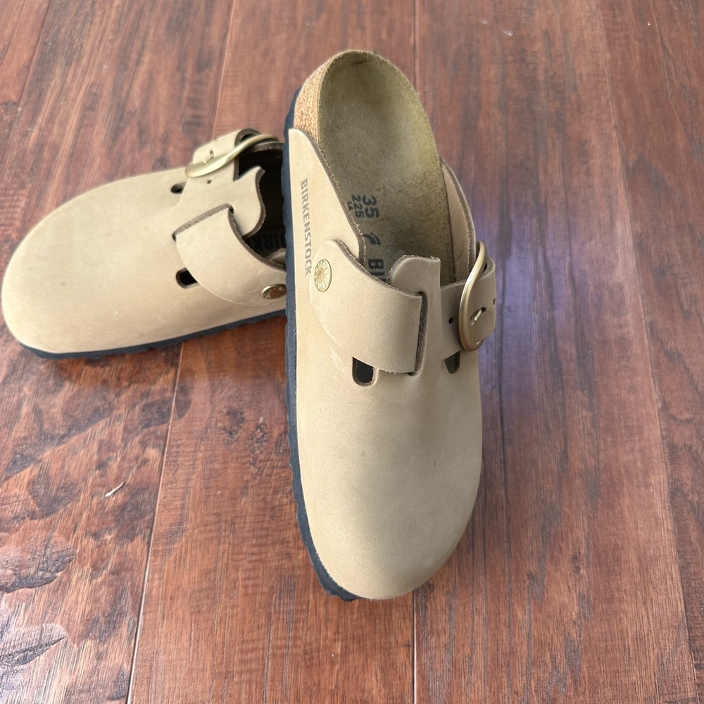 Birkenstock Tan Mules with Strap